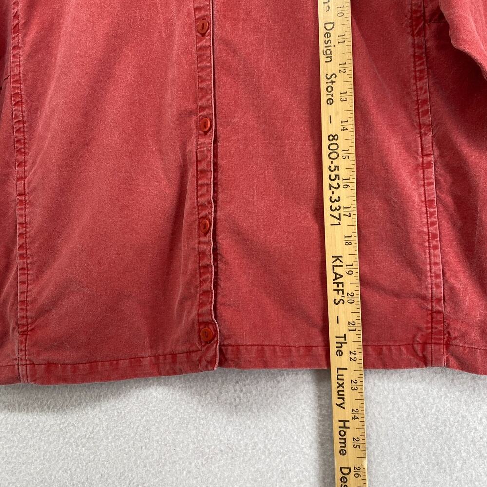 EILEEN FISHER Jacket M Cotton Canvas Mandarin Button Up Boxy Washed Red USA VTG - Picture 11 of 13